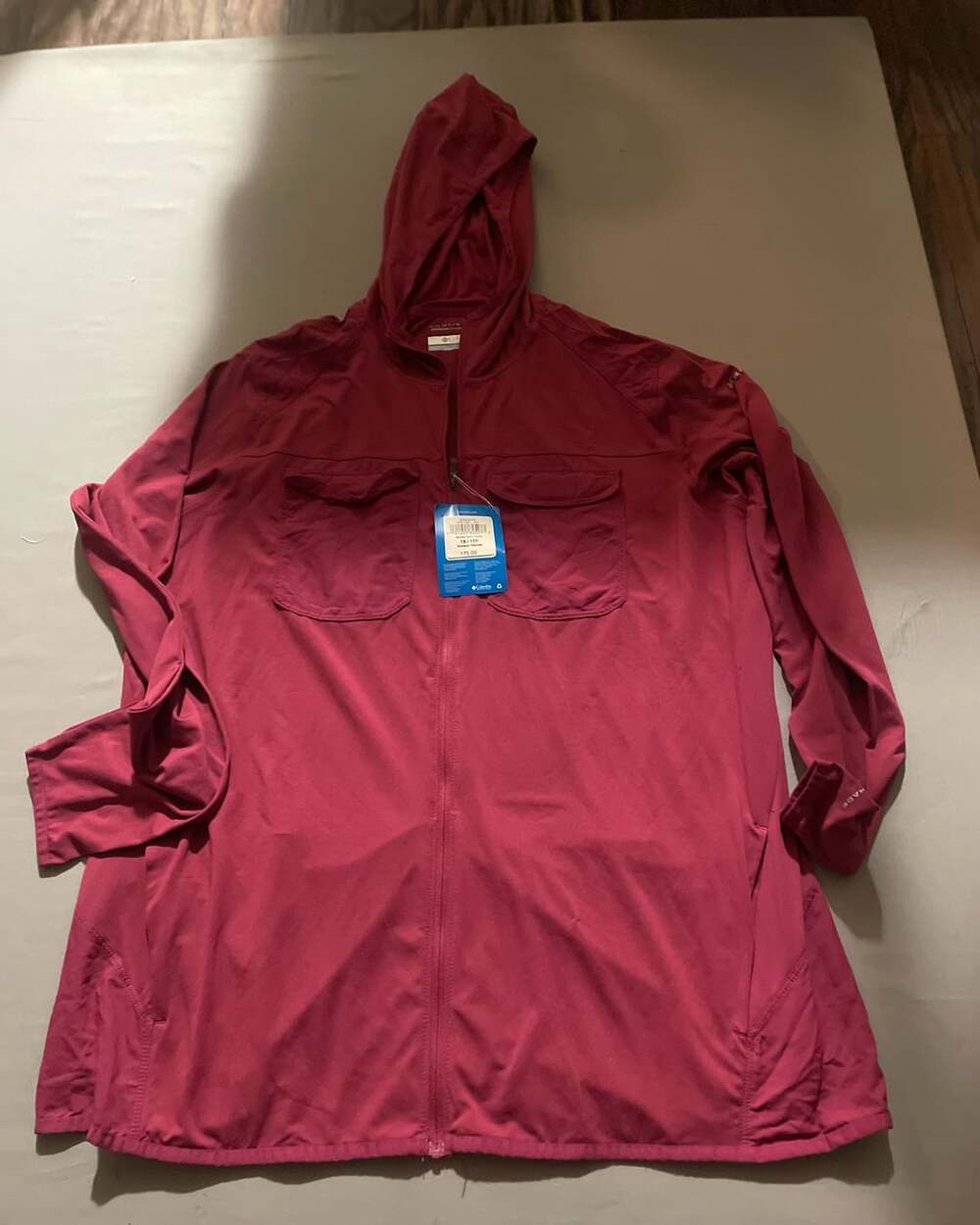 Columbia Saturday Trail II Hoodie Size 1X/1TF Burgundy Zip Up Jacket